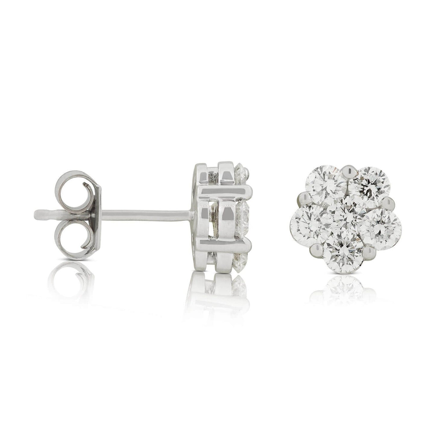 AGI Certified 2.00ctw Lab Diamond Floral Cluster Stud Earrings in 14kt