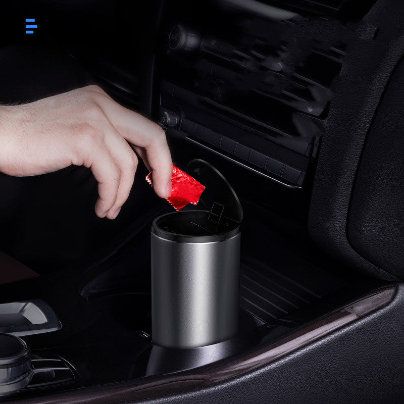 Alloy Car Trash Bin Rubbish Holder Wrapper Garbage Can