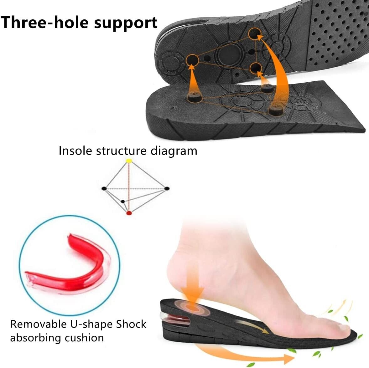 Invisible Height Increased Insole, Men Women Heel Lift Taller Shoe Ins