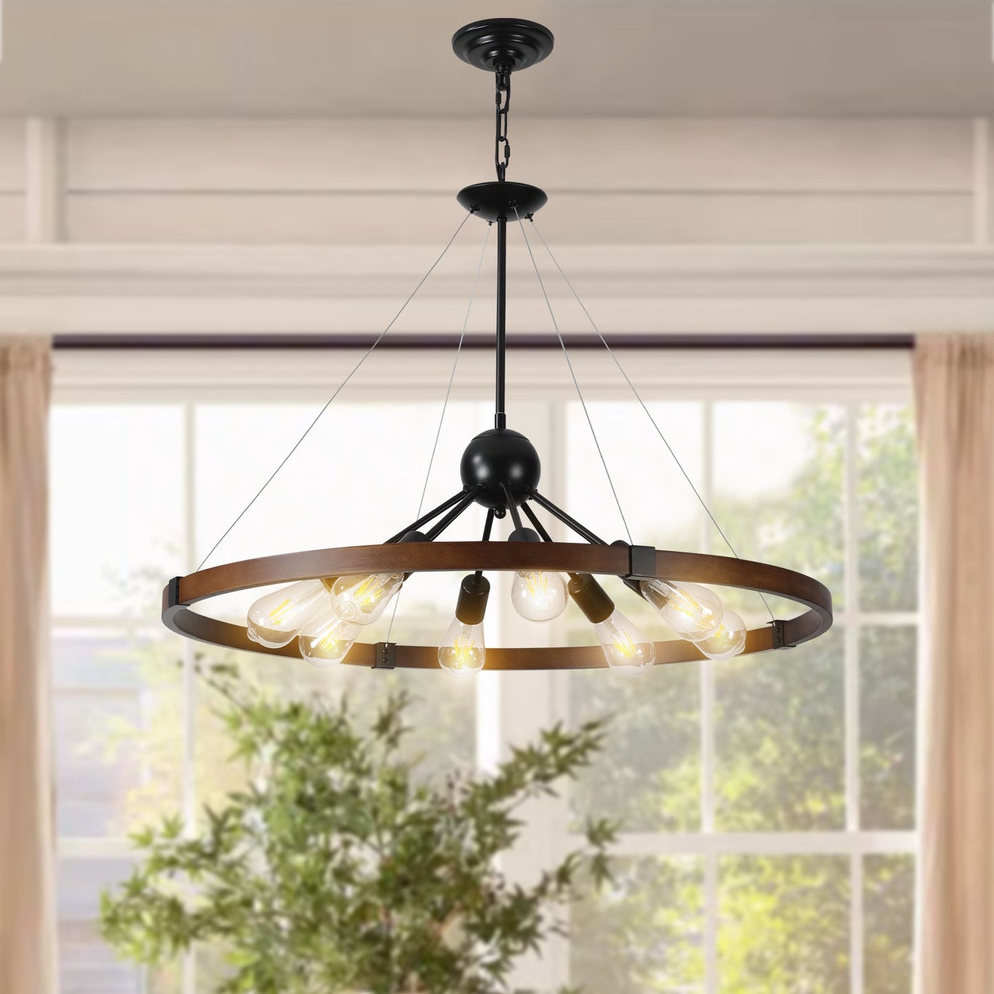 (New SKU:W1340P206642) 8-Light Retro Farmhouse Chandelier For Kitchen,