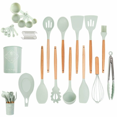 33Pcs Silicone Kitchen Utensils Set Non-Stick Cookware for Kitchen