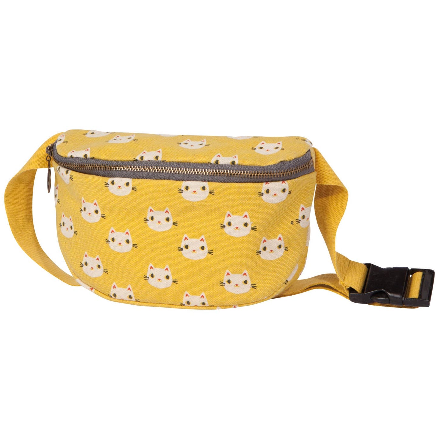 Meow Meow Cats Cotton Hip Bag Adjustable Strap | Yellow Waist Belt