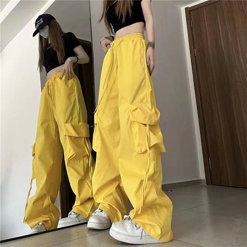 Women Y2K Cargo Pants Fashion Casual High Waist Big Pockets Hip Hop