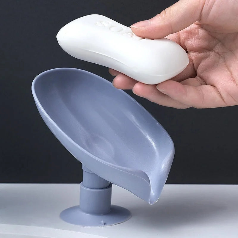 JJYY Leaf Shape Soap Box Drain Soap Holder Box Bathroom Accessories