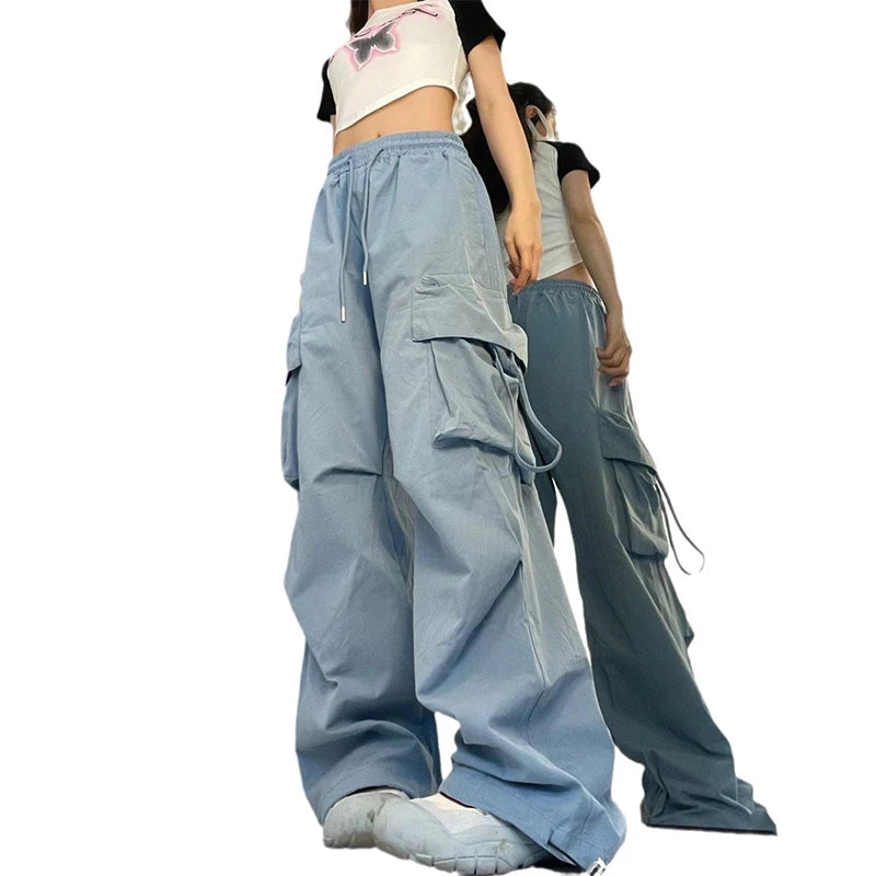 Women Y2K Cargo Pants Fashion Casual High Waist Big Pockets Hip Hop