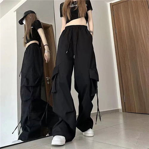 Women Y2K Cargo Pants Fashion Casual High Waist Big Pockets Hip Hop