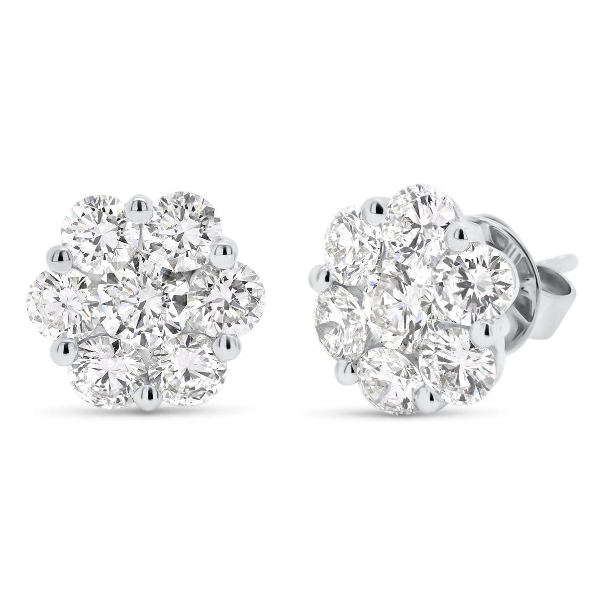 AGI Certified 2.00ctw Lab Diamond Floral Cluster Stud Earrings in 14kt