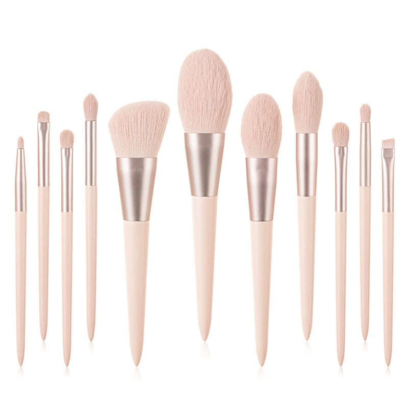 11Pcs Pink Makeup Brush Set Eye Shadow Blending Eyeliner Eyelash