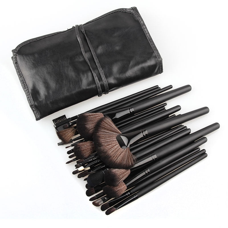 Professional 32pcs Black Makeup Brushes Set Powder Blusher Contour