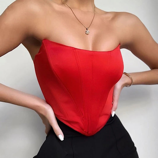 Sleeveless Off Shoulder Velvet Fashion Sexy Corset Crop Tops Vest