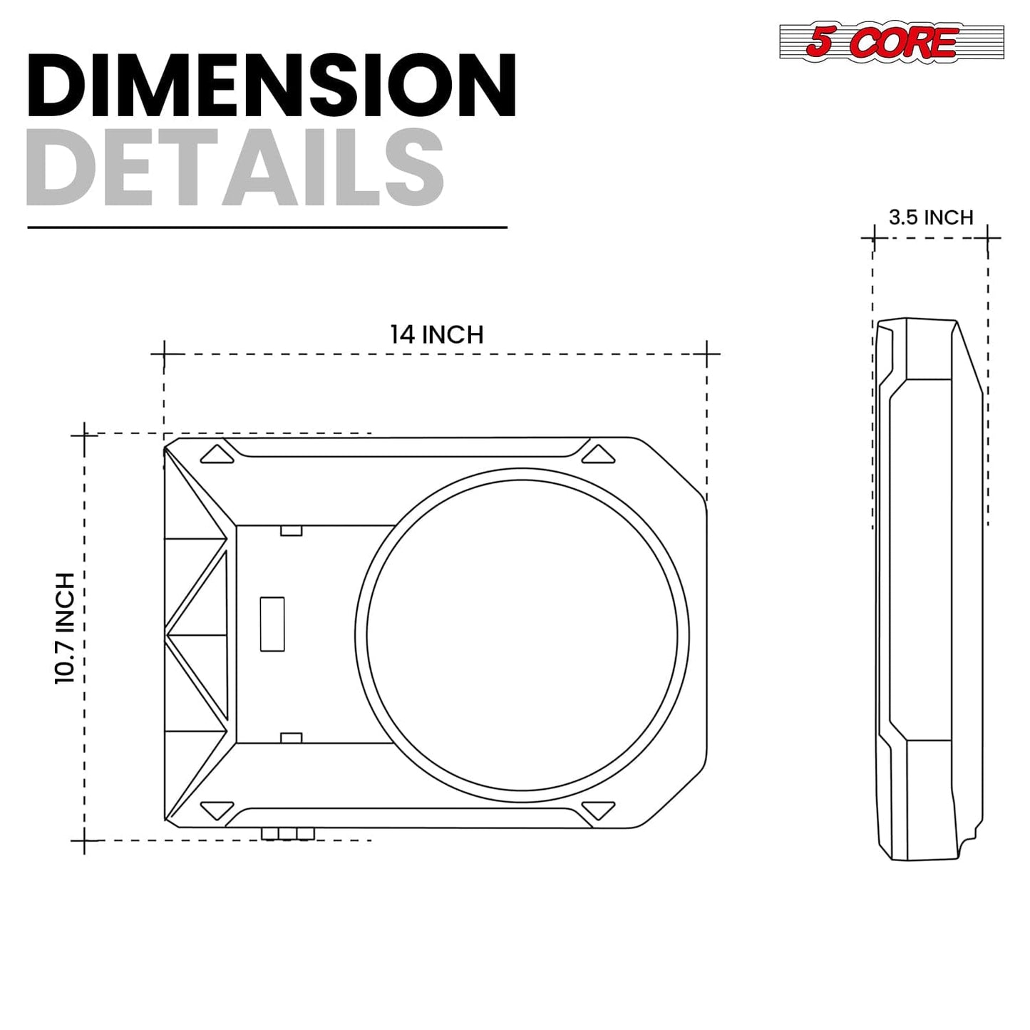 5CORE 10 inch Slim Under Seat Car Audio Subwoofer 800W Peak 150W RMS