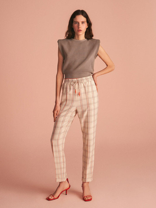 Lace-up Plaid Pants