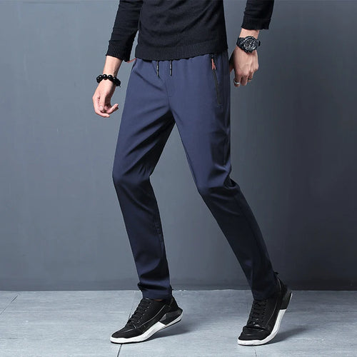 Summer new men's casual pants slim Korean ice silk pants Jin round