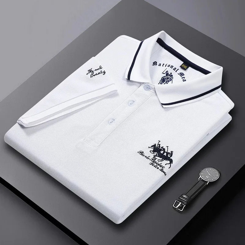 Summer Mens Embroidered Polo Shirts Short Sleeve Shirt Luxury Top