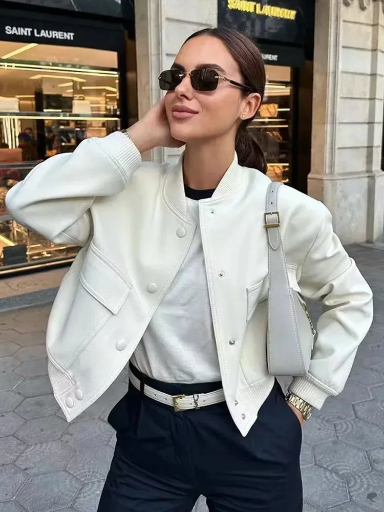 ASDS Women Fashion With Pockets Bomber Jacket Coats Vintage Long