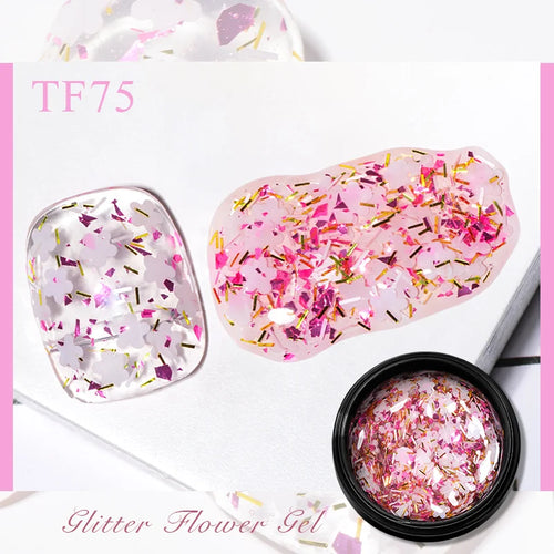 MEET ACROSS 5ml Pink Dried Flower Gel Nail Polish Natural Flower Fairy