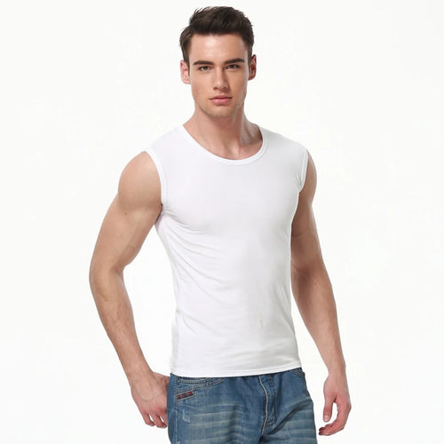 Pure cotton broadband bottom sports tight tank top for men in summer,