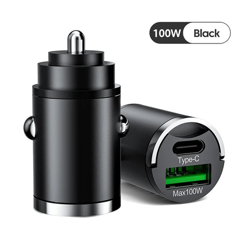 100W Car Charger Lighter PD Fast Charging For IPhone QC3.0 Mini USB