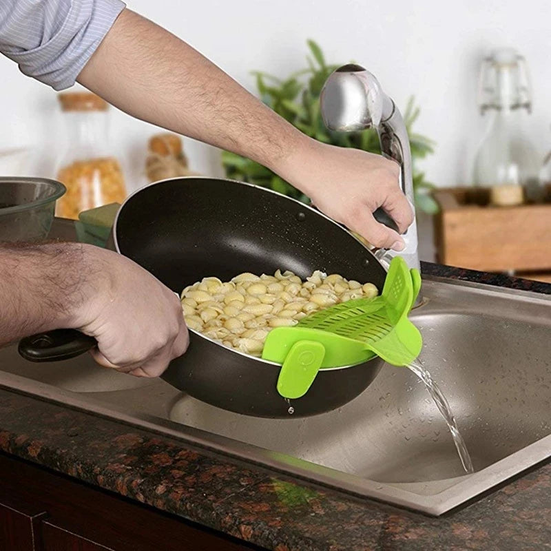 Universal Silicone Clip on Pan Pot Strainer Anti Spill Pasta Pot