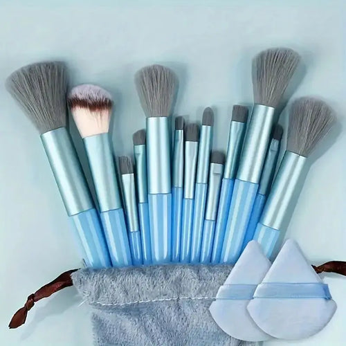 13pcs Premium Synthetic Nylon Bristle Makeup Brush Set - Soft, Gentle,