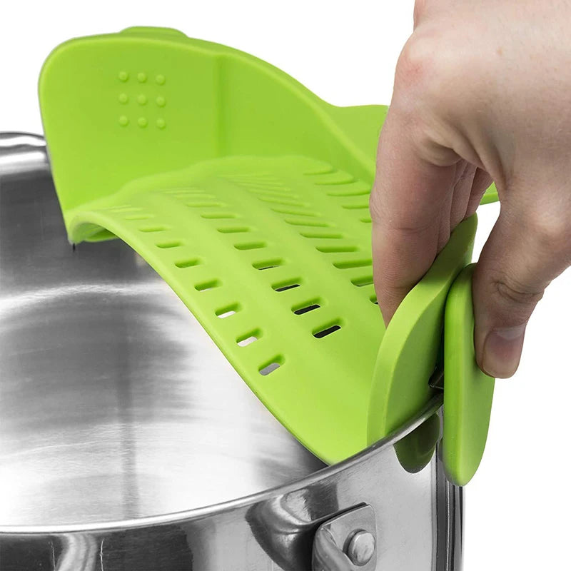 Universal Silicone Clip on Pan Pot Strainer Anti Spill Pasta Pot