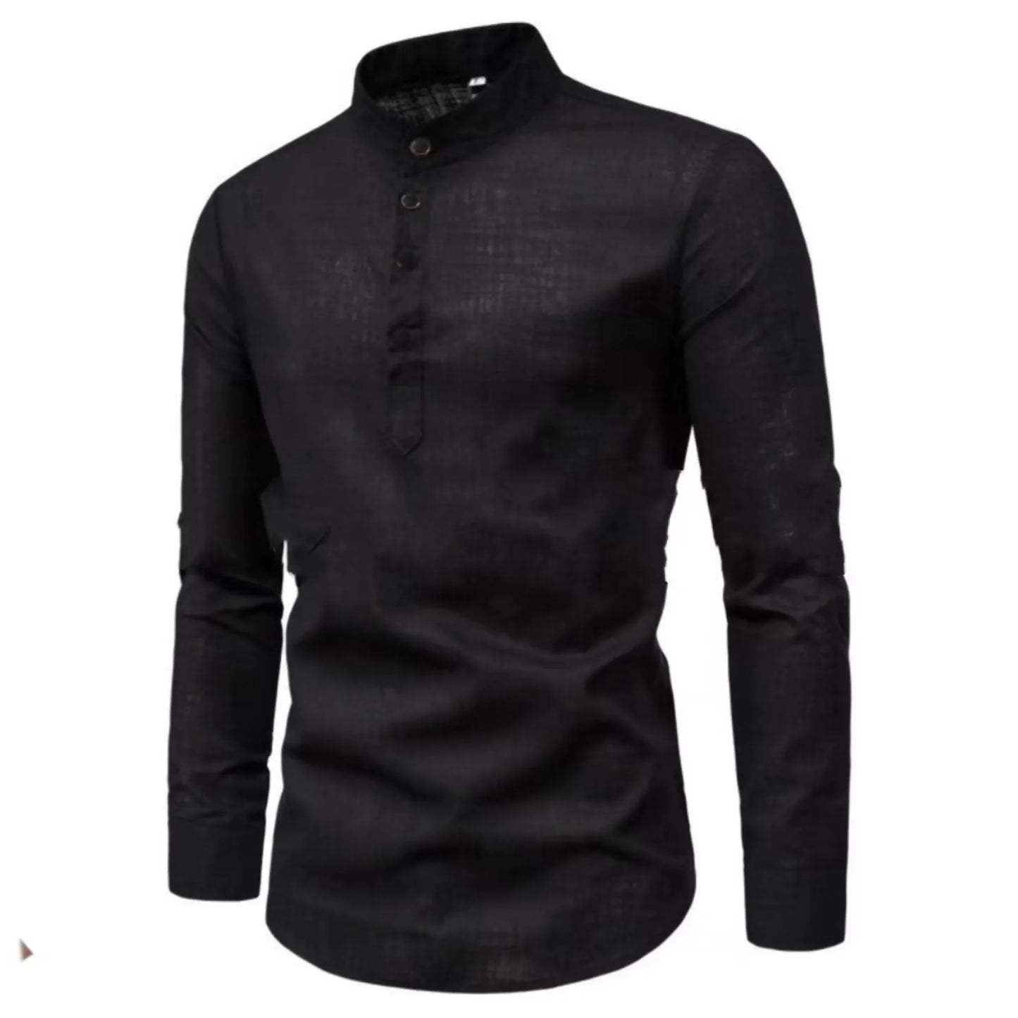 Casual Men Loose Shirt Autumn Shirt Fashion Stand Up Collar Cotton