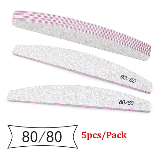 5Pcs/Lot Nail File Mix Color Limas 80/100/150/180/240 Grit