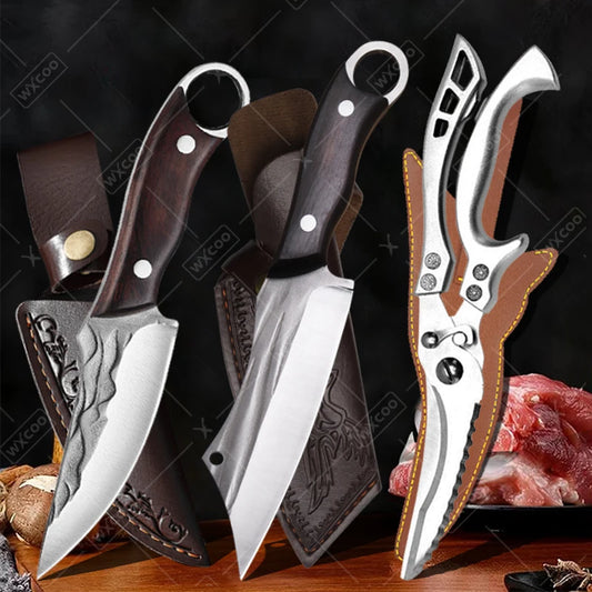 WXCOO Stainless Steel Meat Cleaver Sharp Boning Knife Multi Chef Knife