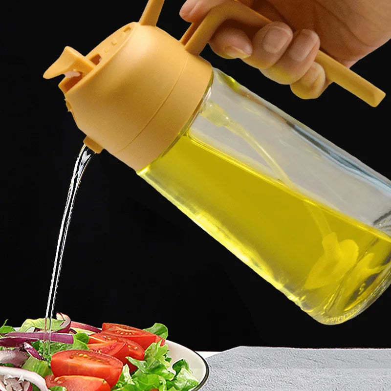 2in1 Glass Spray Oil Sprayer Bottle Spray Oil Dispenser Oil Jar Cruet