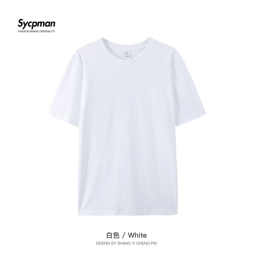 180gsm Cotton Solid Tshirts Mens Short Sleeve Fashion Brand Trend