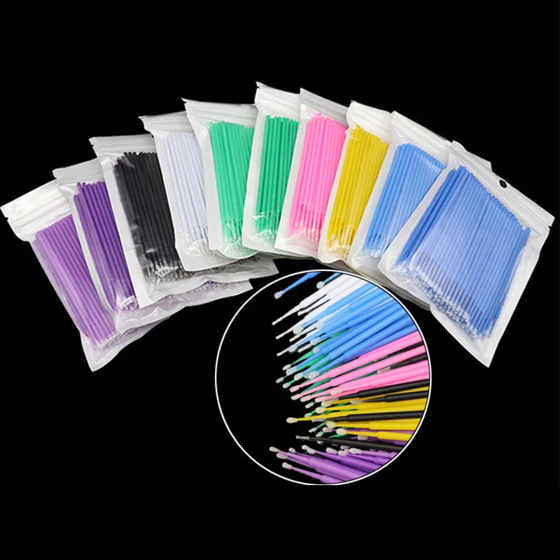 CNKESS 100PCS Eyelash Brushes Cotton Swab Micro Individual Eyelashes