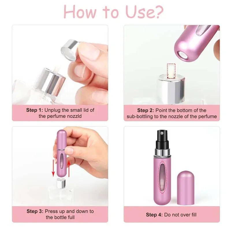 1/5PCS Portable Mini Refillable Perfume Bottle With Spray Scent Pump