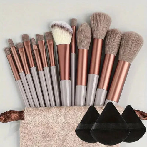 13pcs Premium Synthetic Nylon Bristle Makeup Brush Set - Soft, Gentle,