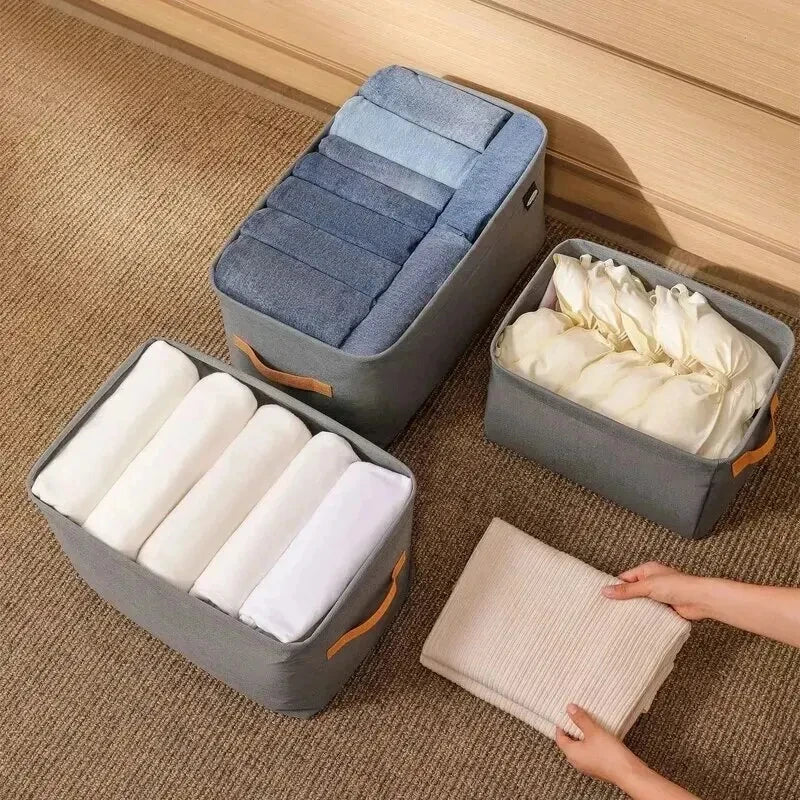 1pc Large Capacity Clothes Storage Basket Two Thickened Cloth Steel