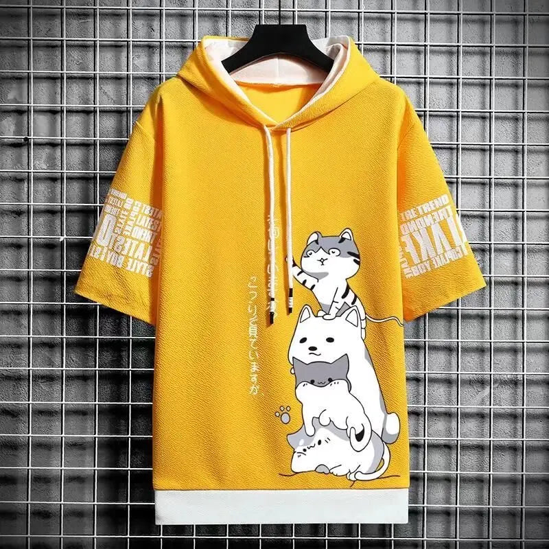 Japan Fashion Men's Hoodies Summer Men Clothing Cartoon Casual