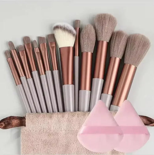 13pcs Premium Synthetic Nylon Bristle Makeup Brush Set - Soft, Gentle,