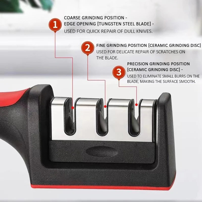 Kitchen 3/4-Segment Knife Sharpener Household Multi-Functional