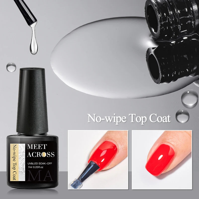 MEET ACROSS 7ml Base Top Coat Gel Polish Soak Off Semi Permanent UV