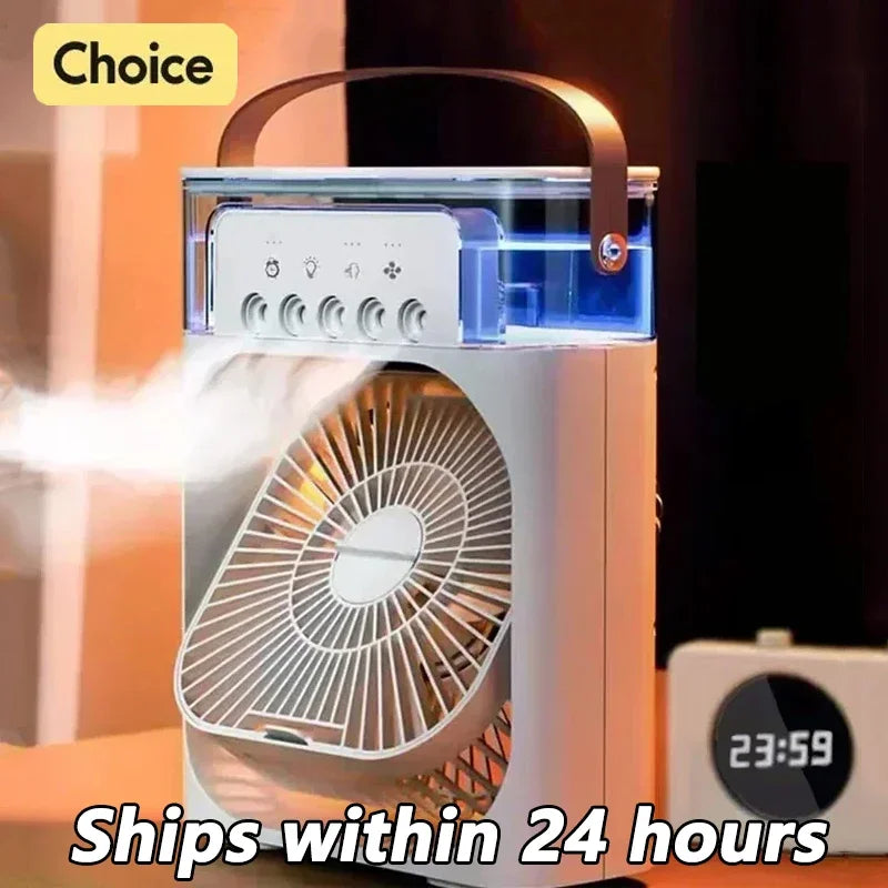 3 In 1 Portable Humidifier Fan Air Conditioners USB Electric Fan LED