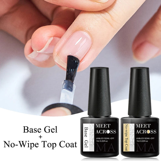 MEET ACROSS 7ml Base Top Coat Gel Polish Soak Off Semi Permanent UV