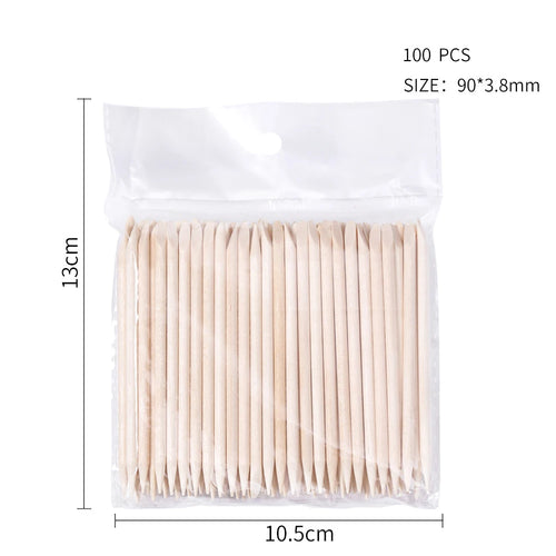 LULAA 100PCS Cuticle Pusher Remover Nail Art Tools Orange Wood Sticks