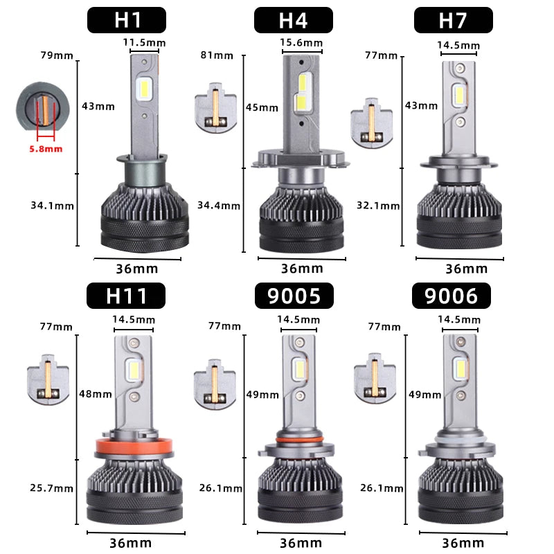 2PCS K5C 24V H7 H4 H1 LED Truck Light Bulb H11 4300K 6000K 110W 24V