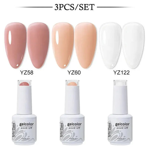 Arte Clavo 3pcs/Set Jelly Gel Polish Nude Pink Gel Nail Polish