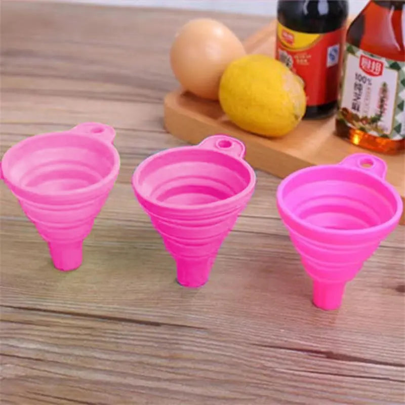 1pc Red Silicone Funnel Mini Multifunctional Convenient Kitchen