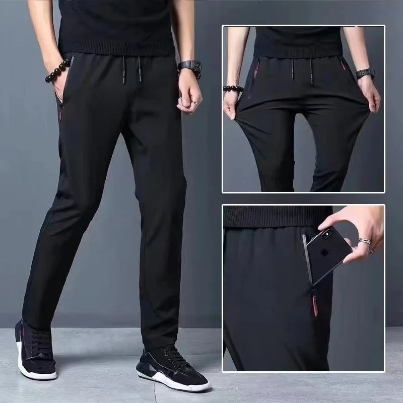 Summer new men's casual pants slim Korean ice silk pants Jin round