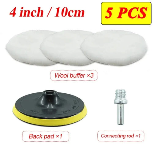 5pcs Cutting Pad Wool Polishing Pad Set Wool Polishing Wheel For