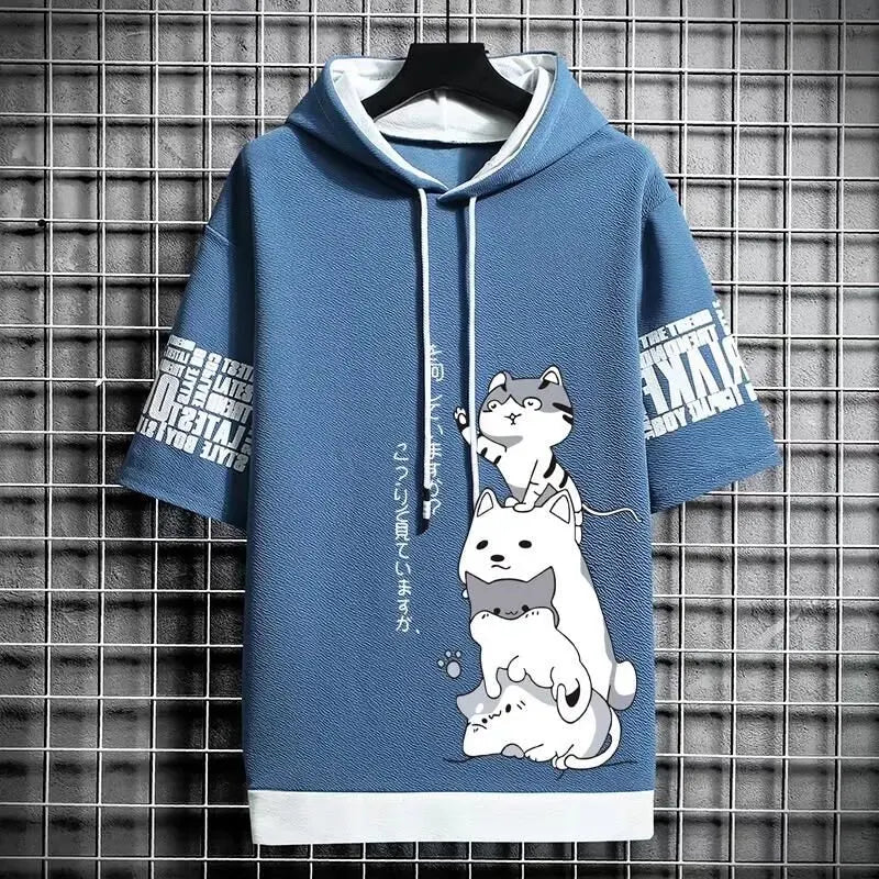 Japan Fashion Men's Hoodies Summer Men Clothing Cartoon Casual