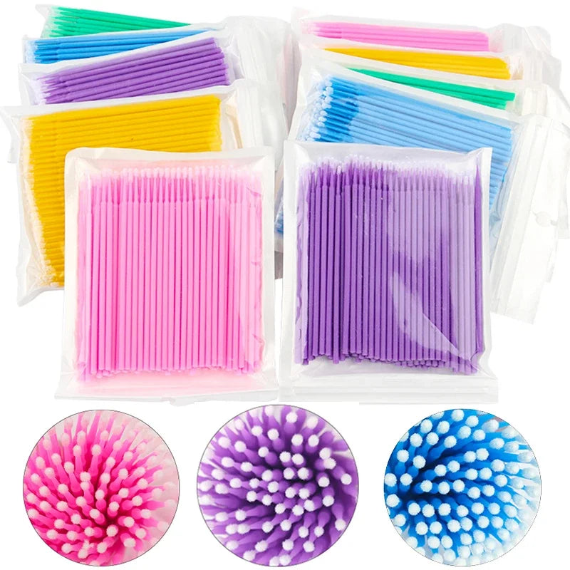 CNKESS 100PCS Eyelash Brushes Cotton Swab Micro Individual Eyelashes