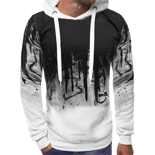 Gradient Print Men's Pullover Hooded Sweatshirt Spring Autumn Daily