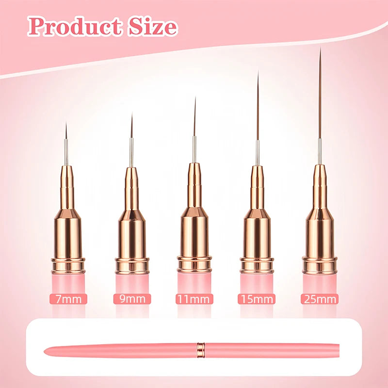 5pcs Nail Art Liner Brush Set UV Gel Nail Brushes Kits French Stripe